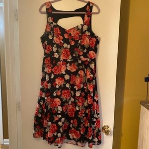 Torrid Red and White Floral Sleeveless Dress